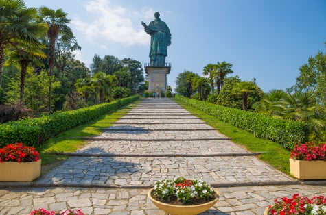 San Carlo Borromeo colossus in Arona town, Novara province, Maggiore lake, Piedmont region, Italy. It is a statue over 30 meters high located in Arona.
