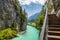 photo of Aare Gorge (Aareschlucht) - section of the river Aare that carves through a limestone ridge near the town of Meiringen ,Switzerland.