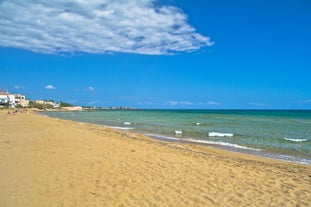 Photo of beautiful crystal clear water at Nature Reserve Oasis of Vendicari, Noto ,Italy.