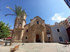 Photo of Murcia city centre and Segura river aerial panoramic view. Murcia is a city in south eastern Spain.