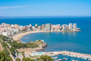 Photo of panoramic aerial view of playa de la Concha in Oropesa del Mar, Ragion of Valencia, Spain.