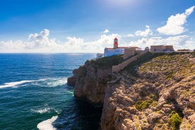 Photo of panoramic aerial view of Praia da Luz in municipality of Luz in Algarve, Portugal.