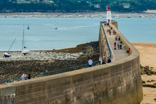 photo of a beautiful view of bay of Saint Lunaire on the Brittany coast near Dinard. France.