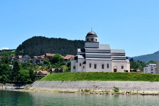 Photo of beautiful aerial view from uphill towards the town of Visoko in Bosnia and Herzegovina.