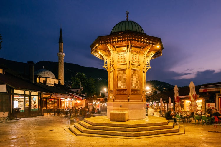 photo of vire of Sarajevo is capital town of Bosnia in Europe, popular travel destination. / Sarajevo old city center., Sarajevo, Bosnia and Herzegovina.