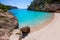 Photo of Cala Macarelleta in Ciutadella Menorca at turquoise Balearic Islands, Spain.