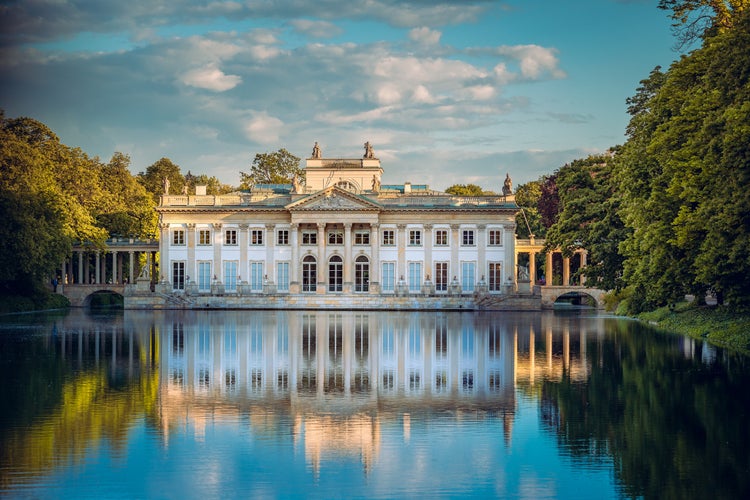 Photo of royal Palace on the Water in Lazienki Park, Warsaw, Poland.