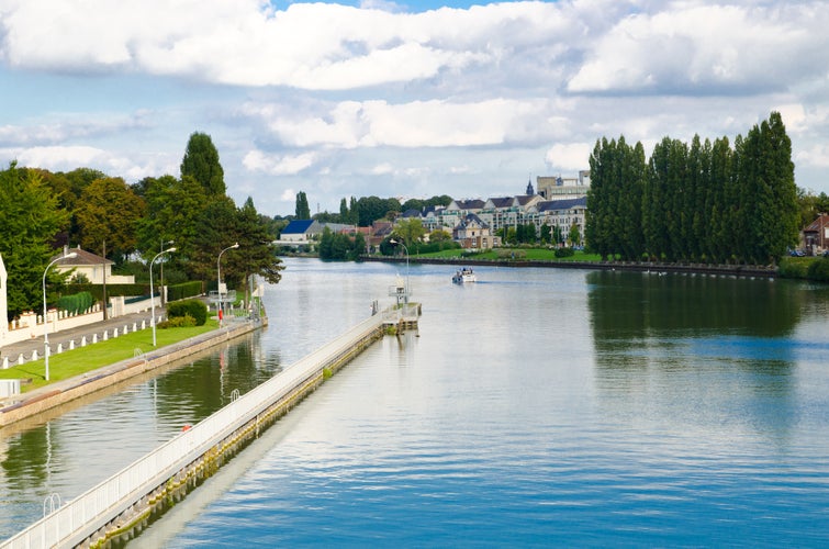 Photo of river in the town of Compiegne, France.