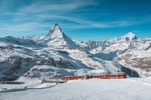 photo of an aerial view of Zermatt & Matterhorn Mountain in Switzerland.