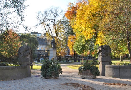 photo of entrance of Berzelii park by Nybroviken in Stockholm, Sweden.