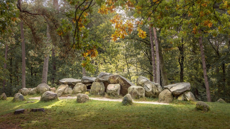 photo of view of Ancient dolmens also named hunebeds in Emmen the Netherlands