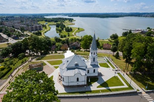 Panorama of Kaunas from Aleksotas hill, Lithuania.