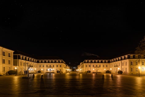 Photo of baroque town hall in Zweibrücken at night Germany.