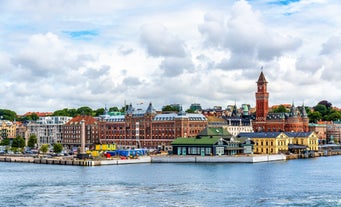 Beautiful aerial panoramic view of the Malmo city in Sweden.