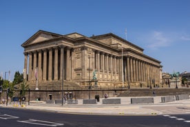 Photo of aerial view of the city of Liverpool in United Kingdom.