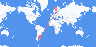 Flyreiser fra Falklandsøyene (Islas Malvinas) til Åland