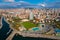 Aerial view from Moda Yogurtcu Park neighborhoods of Kadikoy, a large, populous, and cosmopolitan district in the Asian side of Istanbul, Turkey.