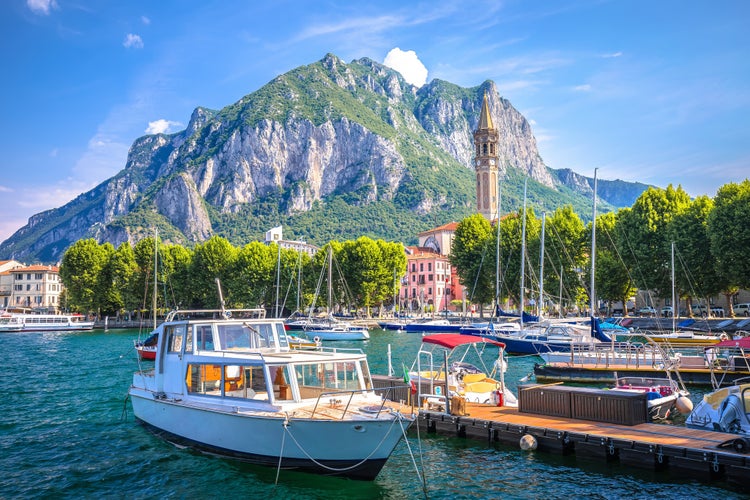 Town of Lecco on Como Lake waterfront view, Lombardy region of Italy