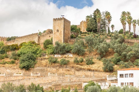 the Medieval Templar castle (Alcazaba) at Jerez de los Caballeros city, province of Badajoz, Extremadura, Spain