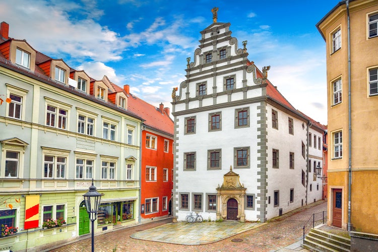 Marvelous view on cityscape of Meissen town on the River Elbe. Location: Meissen, Saxony, Germany, Europe.