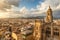 Photo of Malaga cityscape with beautiful Cathedral of the incarnation at sunset, Spain. Malaga old town, Cathedral and skyline of the city.