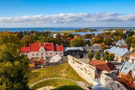 photo of aerial view of Tõrva linn in Estonia.