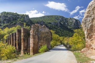 Photo of a small island with a fortress at the coast of Nafplio ,Greece.