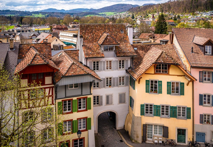 Photo of old houses in the old city of Aarau, Switzerland.