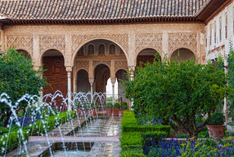 Photo of Gardens of the Generalife in Spain, part of the Alhambra .