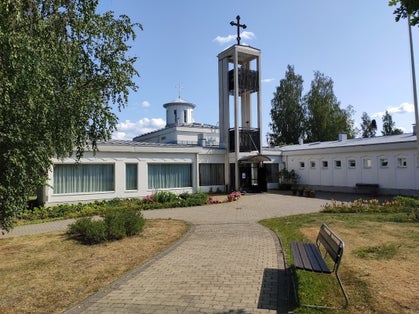 Photo of the Lintulan Pyhän Kolminaisuuden luostari in summer, Palokki, Heinavesi, Finland.