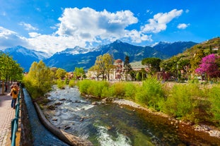 Photo of  Passer River, Alps mountains in winter time in Merano.