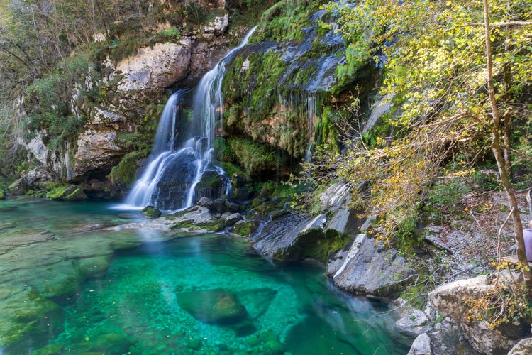 Photo of Virje waterfall, slap Virje, in Slovenia near Bovec. Julian Alps.