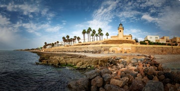 Photo of the castle (castillo de los Fajardo) and town, Velez Blanco, Almeria Province, Andalucia, Spain.