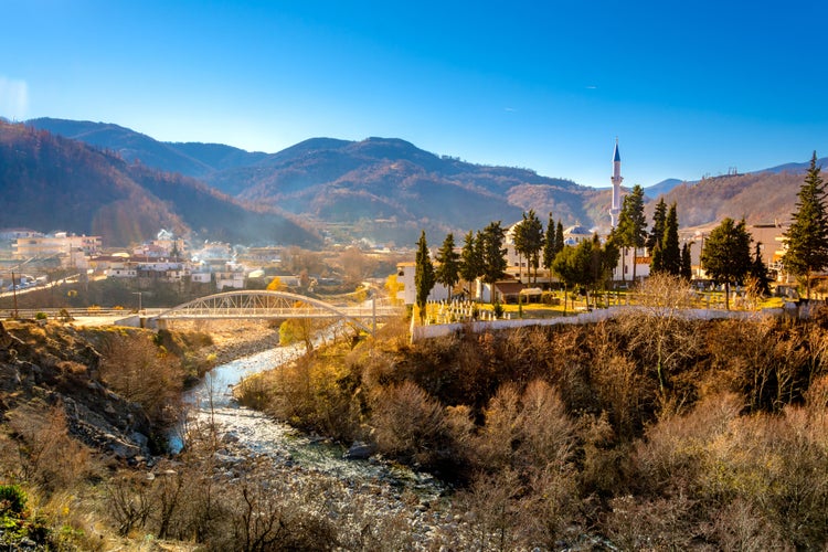 photo of The old town of Xanthi with river and bridge, Greece.