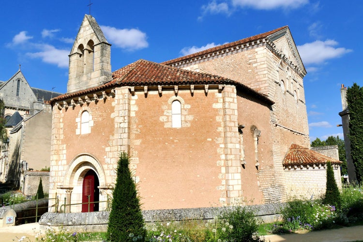 Photo of West facade of Saint John Baptistery in Poitiers,France.