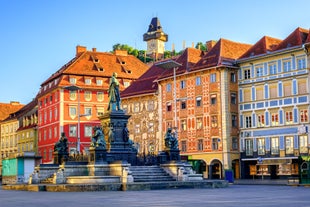 Aerial View Of Graz City Center - Graz, Styria, Austria, Europe.