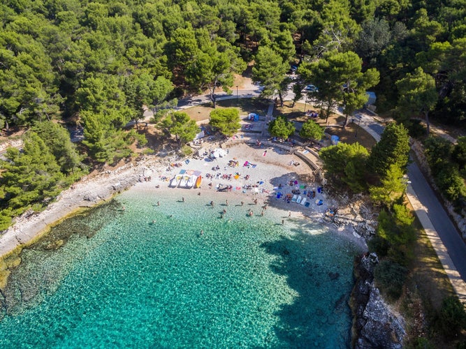 Photo of aerial view of lungomare beautiful coast in Pula, Croatia.