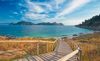 Photo of Santander city beach aerial panoramic view.