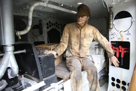 Internal view of Tank Mark II, Male Tank No. 785, that saw action in the Battle of Arras, on display at the Bovington Tank Museum in Dorset.