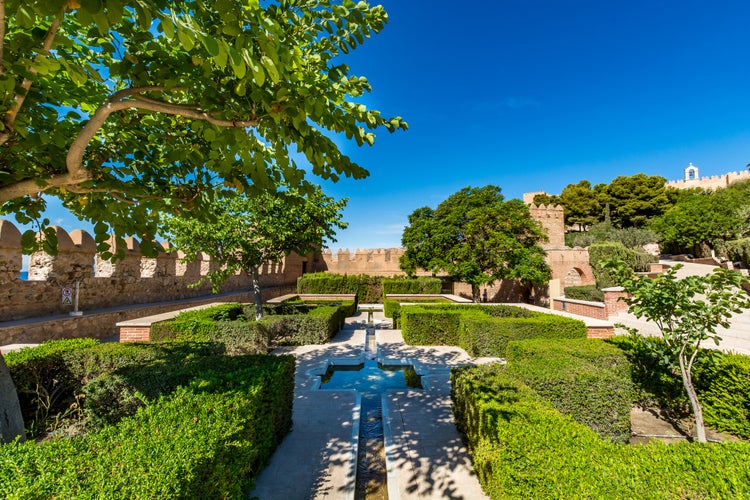 Photo of the beautiful gardens in the Almeria castle (Alcazaba of Almeria), Spain.