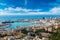 Photo of beautiful landscape of panoramic aerial view port of Genoa in a summer day, Italy.