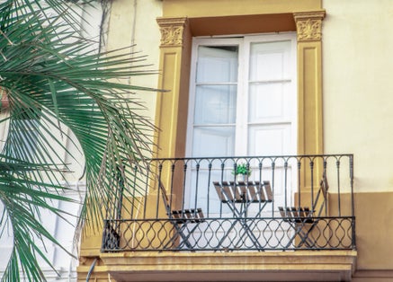 Photo of Balcony of a typical house in Badalona, Barcelona, Spain .