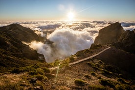 Aerial drone view of Camara de Lobos village, Madeira.