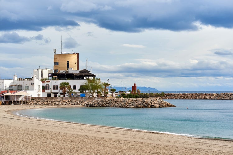 Photo of Aguadulce beautiful beach. Aguadulce is a spanish locality of Roquetas de Mar, province of Almeria. Spain.