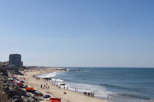 photo of an aerial view of Laginha beach in Mindelo city in Sao Vicente Island in Cape Verde in Portugal.