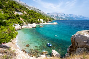 Split city beaches aerial view, Croatia.