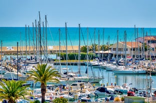 Photo of aerial view of colorful summer view of Pescara port, Italy.