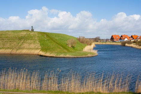 Photo of ruins of Riberhus Castle that is locate on Slotsbanken in Ribe, Denmark.