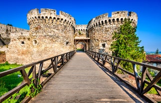 Photo of aerial view of the old bridge and river in city of Mostar, Bosnia and Herzegovina.