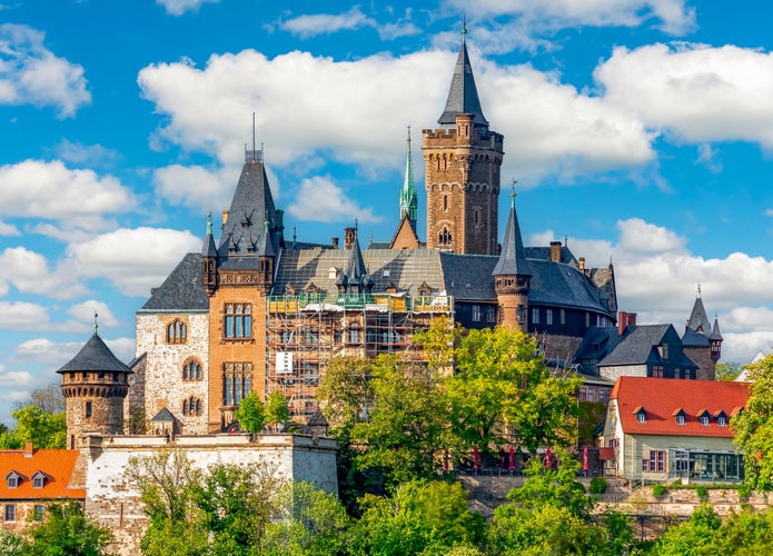 Medieval Wernigerode castle over old town, Germany